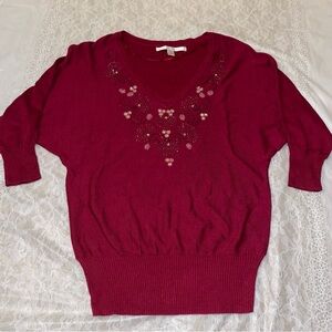 LC Lauren Conrad Burgundy V-Neck Sweater Size XS Vintage Grannycore